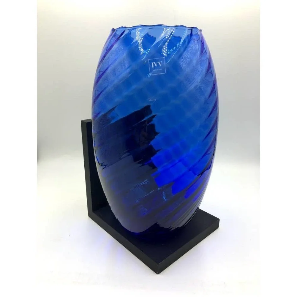 IVV Cobalt Blue Glass Vase Handmade in Italy